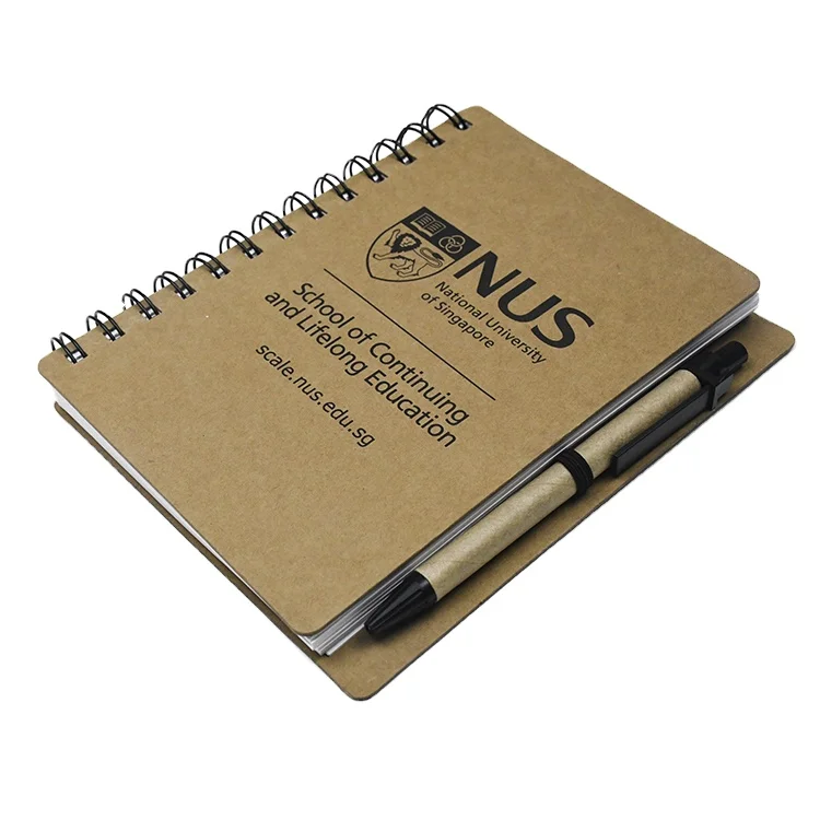 Custom Logo Printing Mini Students Exercise Book Spiral Coil Notebook With Pen