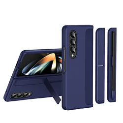 Fold 5 Standing Cover With S Pen For Samsung Galaxy Z Fold 4 3 5G Full Protect Back Cover Kickstand Flip Pen Slot Case