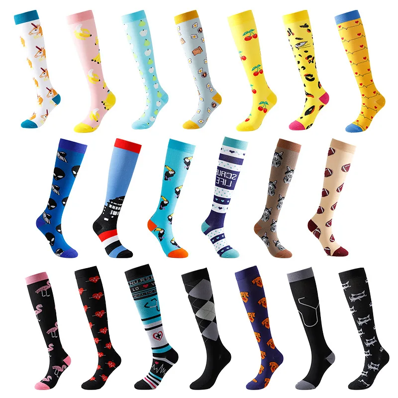 High Quality Men Women make your own Compression Socks nurse Cartoon Prevent Varicose Veins Sport running socks compression