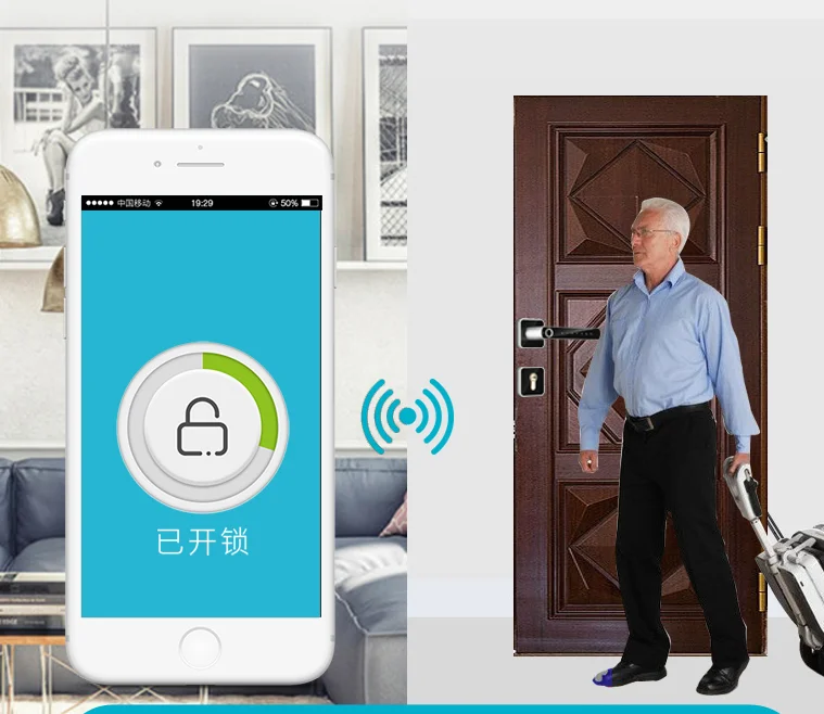 Digital smart locks !!!!smart handle fingerprint password cylinder key mobil app in goodum lock factory