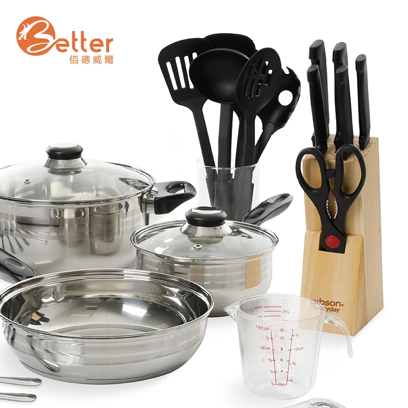 Самые продаваемые товары, набор посуды из нержавеющей стали, начальный набор с кухонным инструментом
