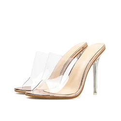 Eilyken Women Slippers Comfortable Soft Sandals Party Crystal Clear High Heel Slippers Ladies Pumps Heels Sexy Shoes