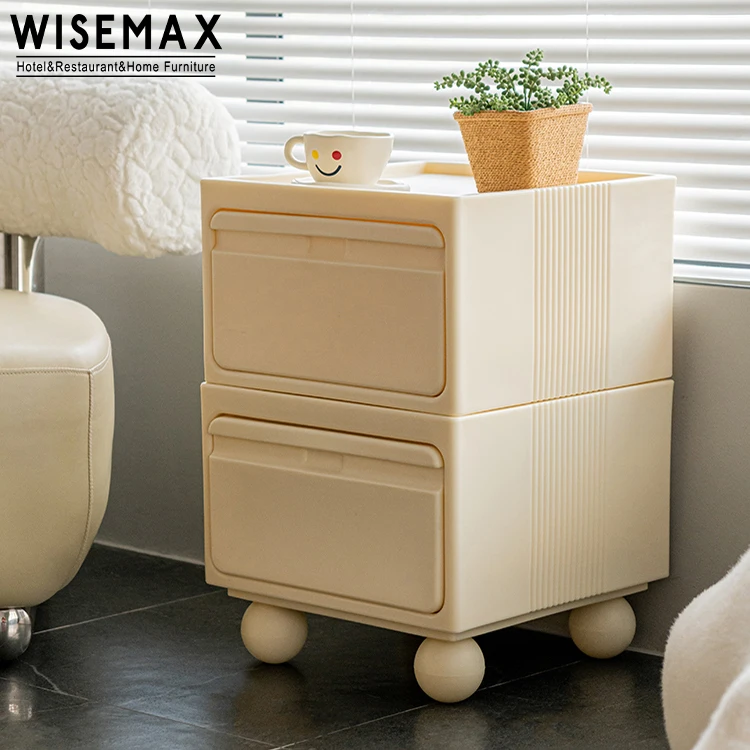 WISEMAX FURNITURE Nordic living room furniture Square shape PP plastic storage bedroom cabinet with 1 drawer
