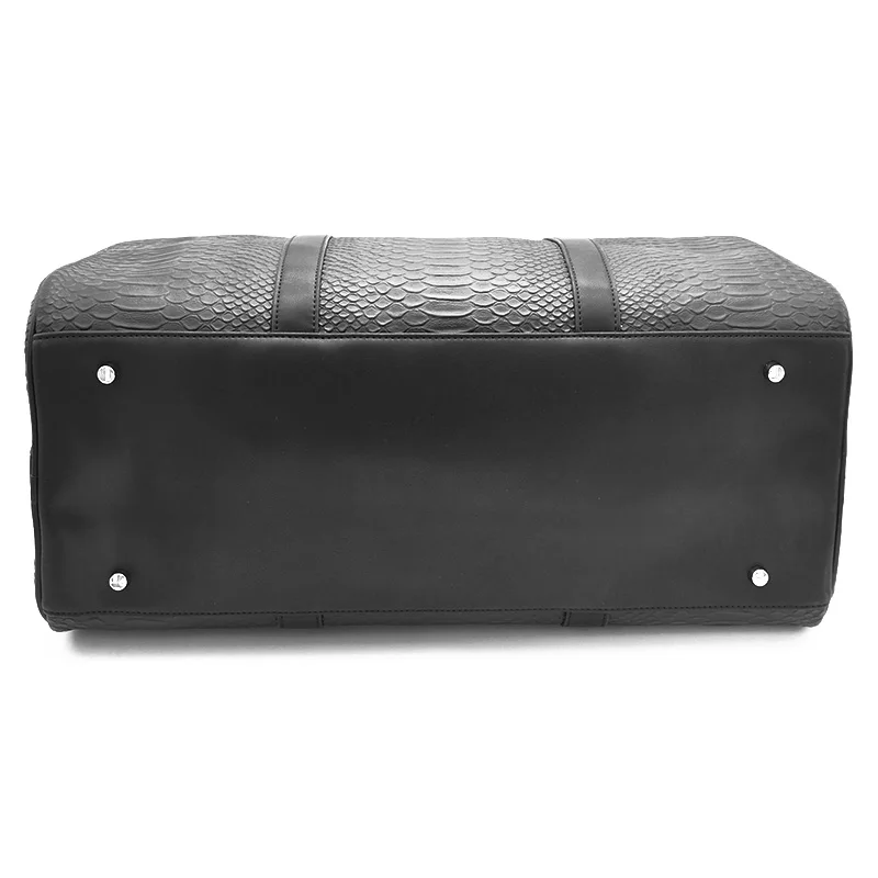 Luxury Custom Logo Snakeskin Leather Waterproof Large Gym Duffel Bag Custom Travel Bags For Mens