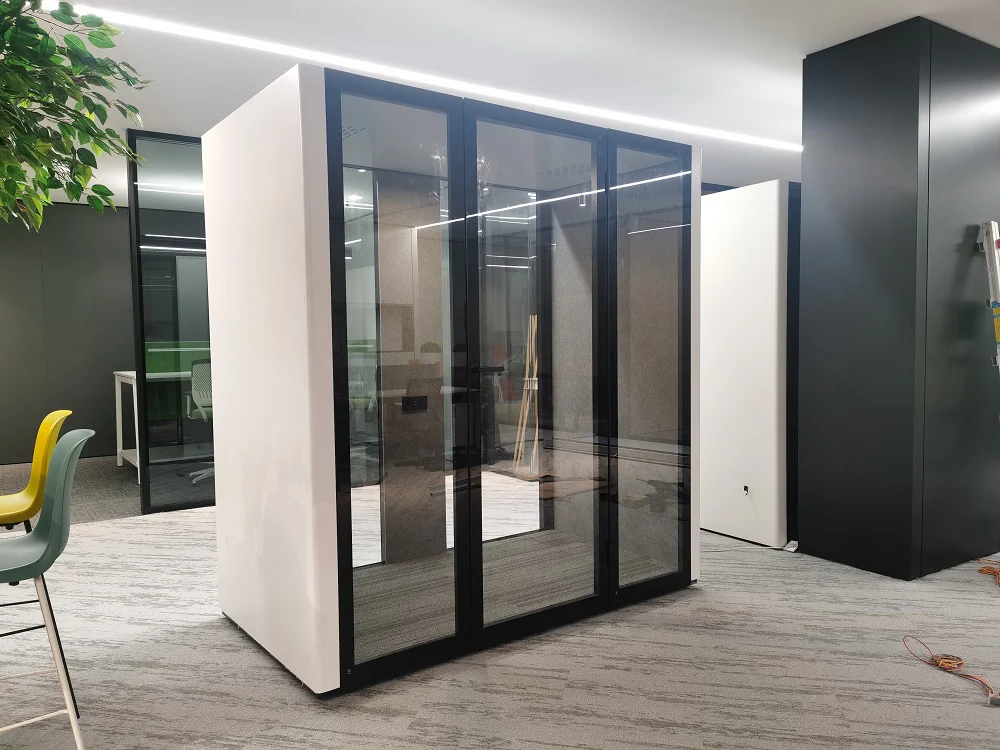 Aluminum Alloy Office Noise Blocking Booth Glass Soundproof Meeting Pod