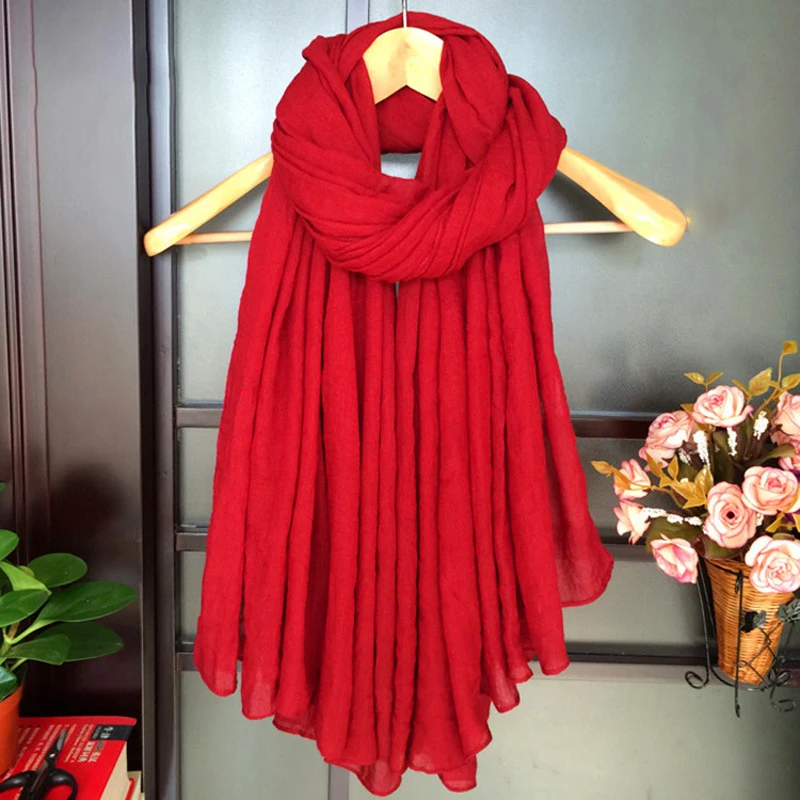 TXL254 Women Lady Scarf Spring Summer Casual Turban Shawls Veil 30 Colors Polyester Muslim Hijab Headwraps Ethnic Scarves