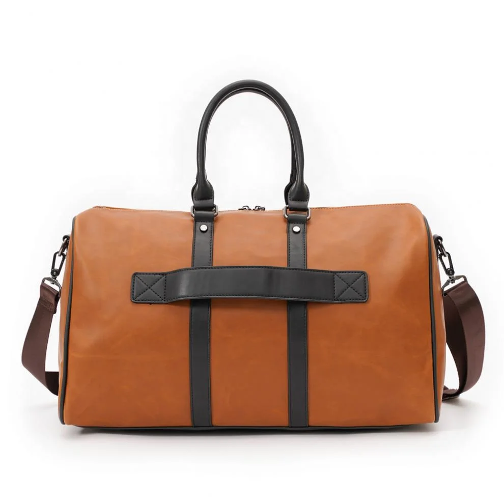 Custom LOGO Large Capacity Vintage Luggage Casual PU leather Travel Duffel Tote Bags Outdoor Weekender Overnight Gym Sports Bag