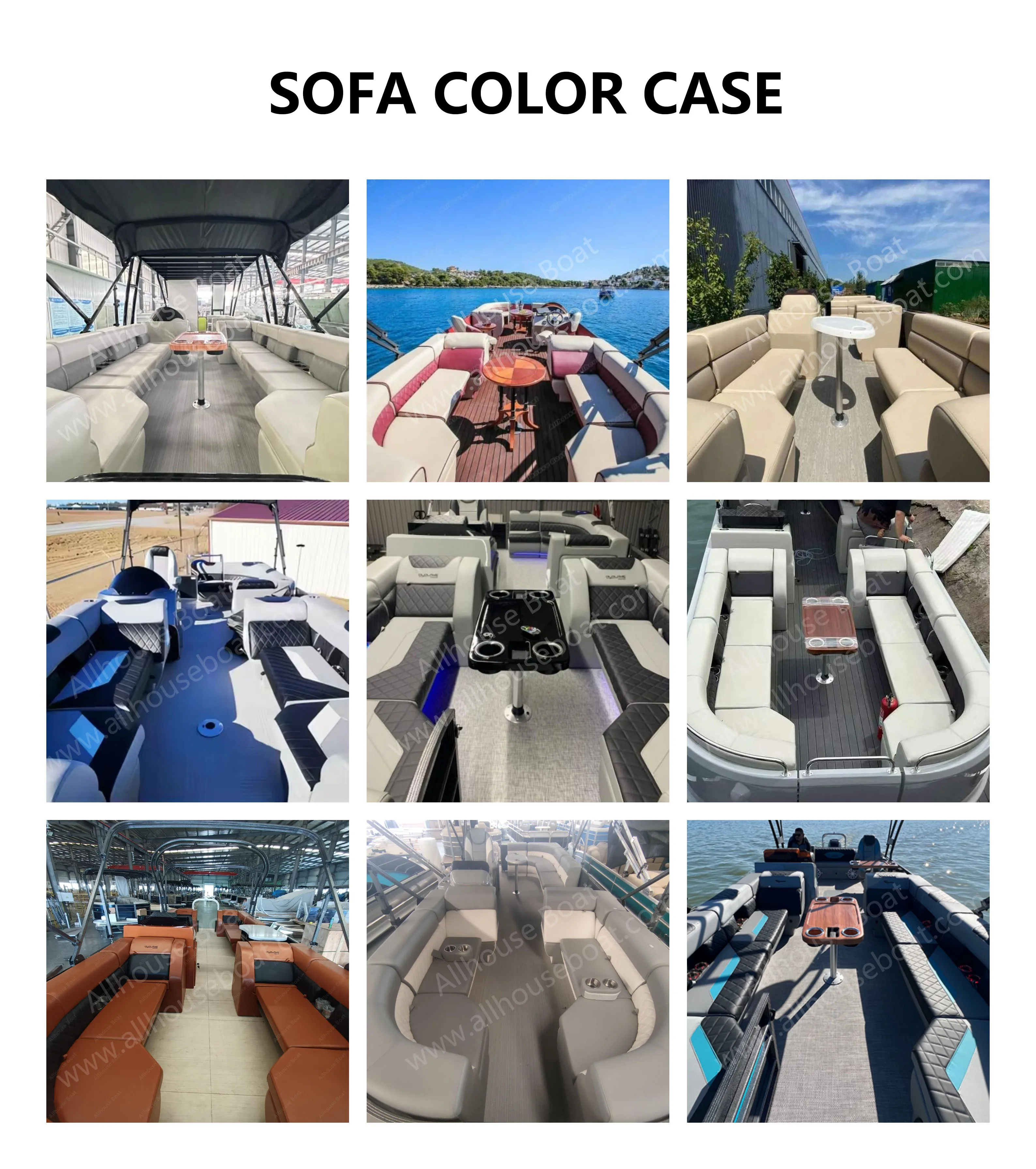 Allhouse Luxury 21ft Floating Pontoon Boat New Design Party Barge with Outboard Engine Aluminum Fiberglass Hull 6m length Sale