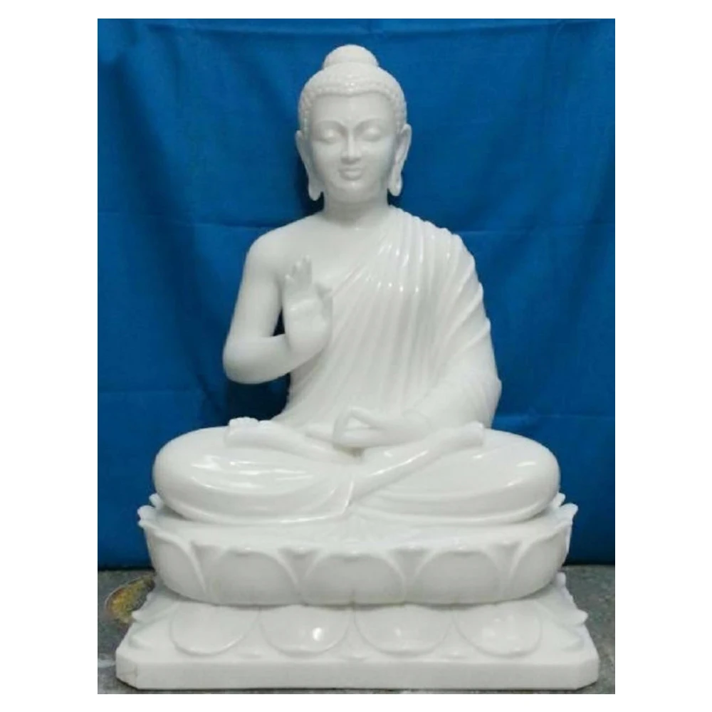 Beautiful White Stone God Buddha Sculpture