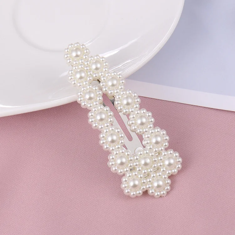 Wholesale 2020 New Fashion Pearl Hair Ornament One Character Hair Clip Banger Clip BB Hair Clip
