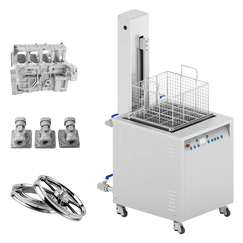 Made in China industrial dual frequency 28/68kHz adjustable power digital LCD display ultrasonic cleaner with hydraulic lift
