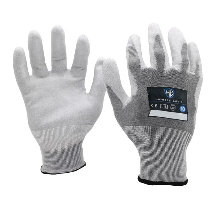 Ultra Lightweight ESD Gloves Anti Static Nylon Carbon Liner Pu Coated Glove SE PA817 Precision Electron Industry Use