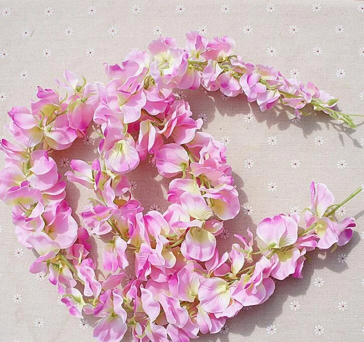 FC5002 Amazon Artificial Silk Wisteria Flowers Vine Hydrangea Flower Hanging Garland for Home Wedding Party
