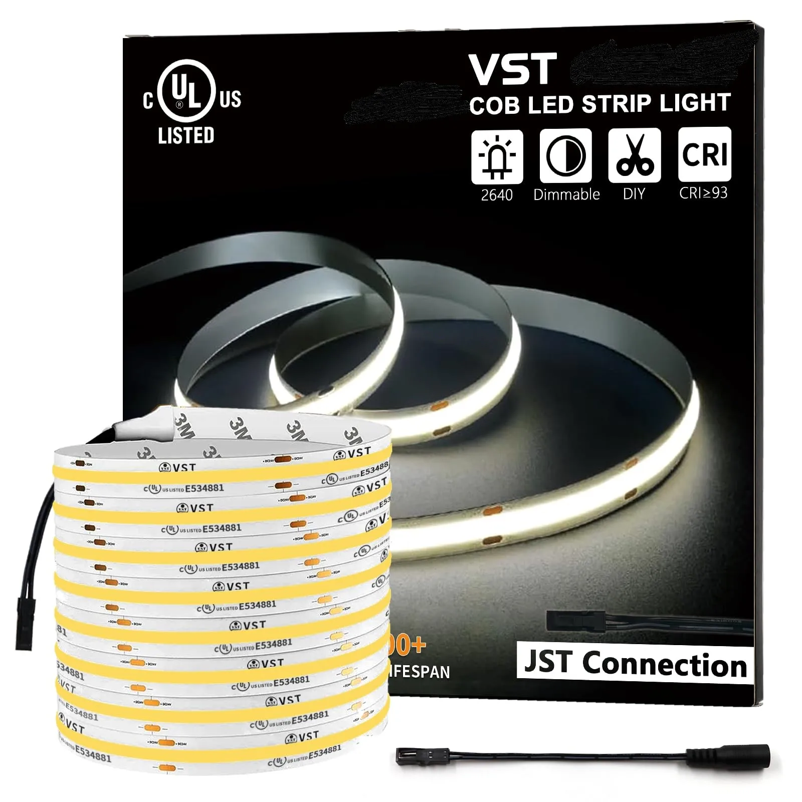 UL CUL VST COB LED Strip Lights 4000K 24V FCOB Tape Light COB LED Strip Lights