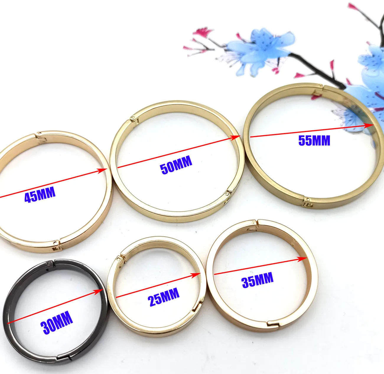 Metal hinged ring craft photo album split hoop book binder ring Metal Loose Leaf Snap Rings Gold