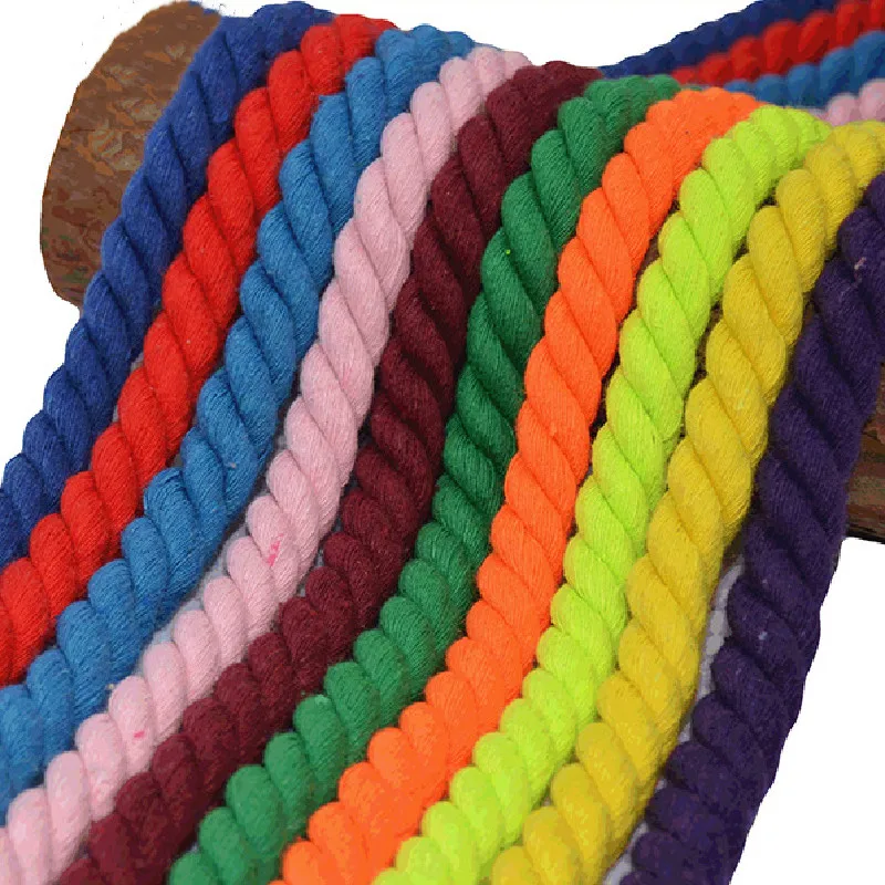 Olian 8mm 10mm 12mm Three strands of Cotton Decorative Ropes Twisted String Braided Organic Shoe Laces Round Rope for DIY
