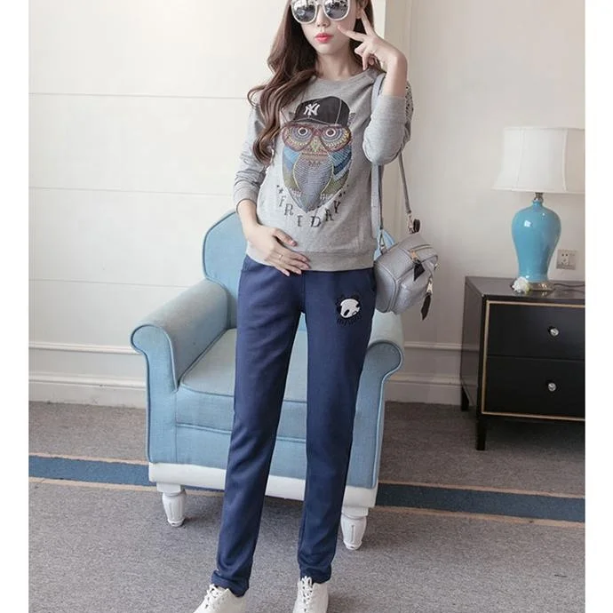 Брюшная одежда вышитые свободные повседневные тренировочные брюки большого размера для беременных женщин