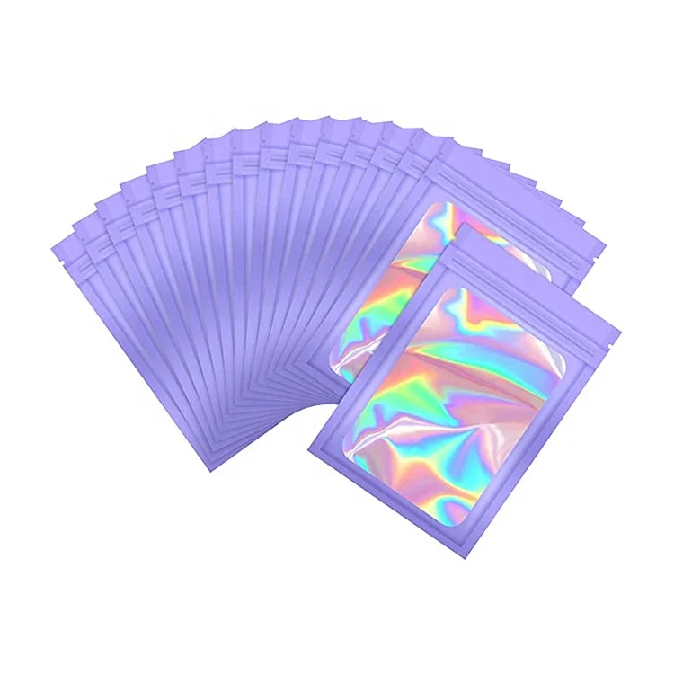 Zip Lock Aluminum foil holographic Bags Plastic resealable Packing Holographic Foil Laser Pouch mylar Packaging bag