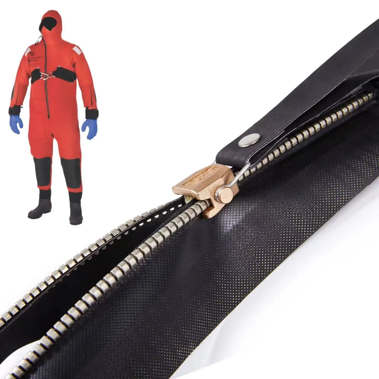 TOPA Industries Brass Teeth Ice Rescue Suit Zipper TPU Weldable Immersion Suit Ice Rescuesuit Survival Suits Zipper Open End