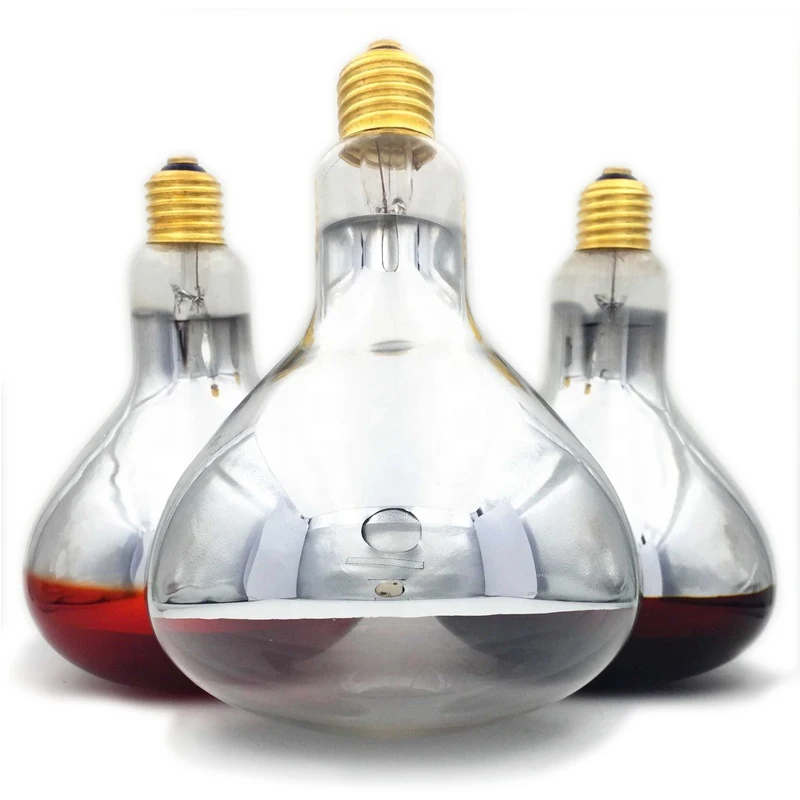 Guanyifarm R40 R125 375W E26/E27 Infrared Heat Lamp Poultry Farm White Light Farms Warming Glass 250W E26/E27 Infrared Light