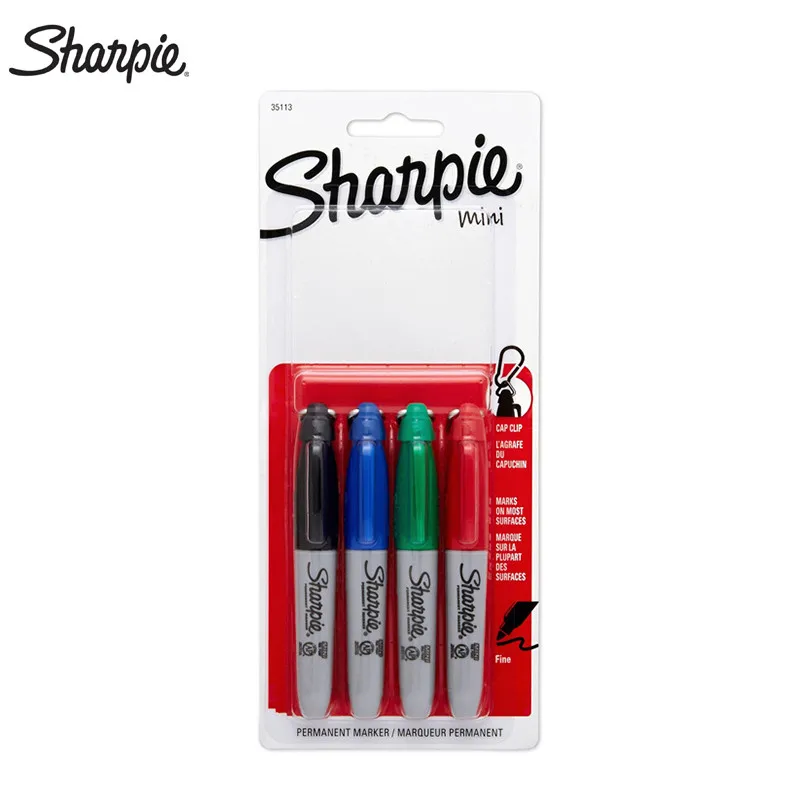 4/8 шт. компактный мини-маркер Sharpie 35113 с брелоком масляный маркер для переноски канцелярские принадлежности безпыльный очистки