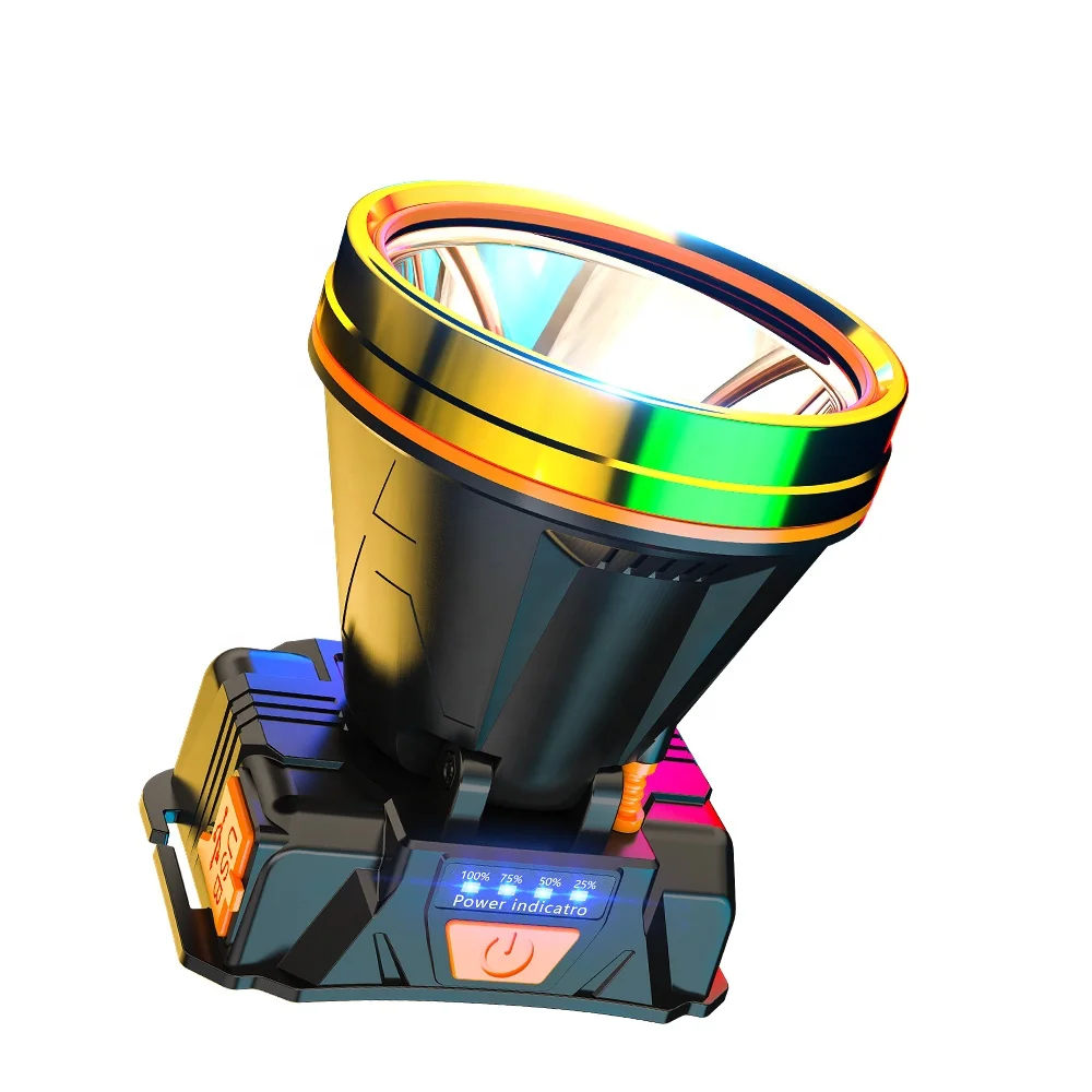 Portable Wholesale USB Zoomable Rechargeable Waterproof Head Light Three Modes with Power Display Led Torch Headlamp