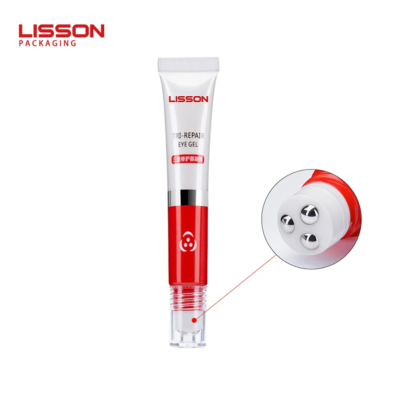 20ml empty cosmetic serum squeeze eye cream tube packaging with Zinc alloy metal applicator