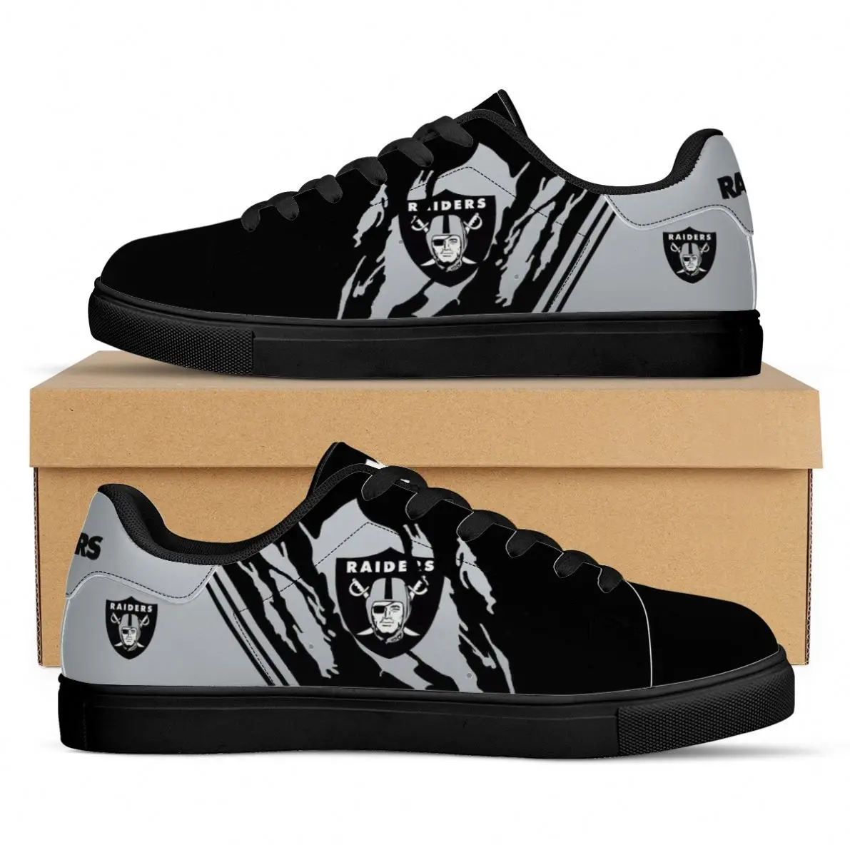 
Wholesale Raiders Custom Print Logo Design Sport Fashion Sneaker Unisex Breathable Hockey Team Casual Shoes 