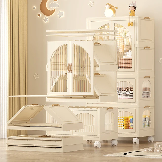 High-Capacity Portable Plastic Storage Wardrobe Organizer Baby plastic clothes storage wardrobe for Home and Apartment Storage