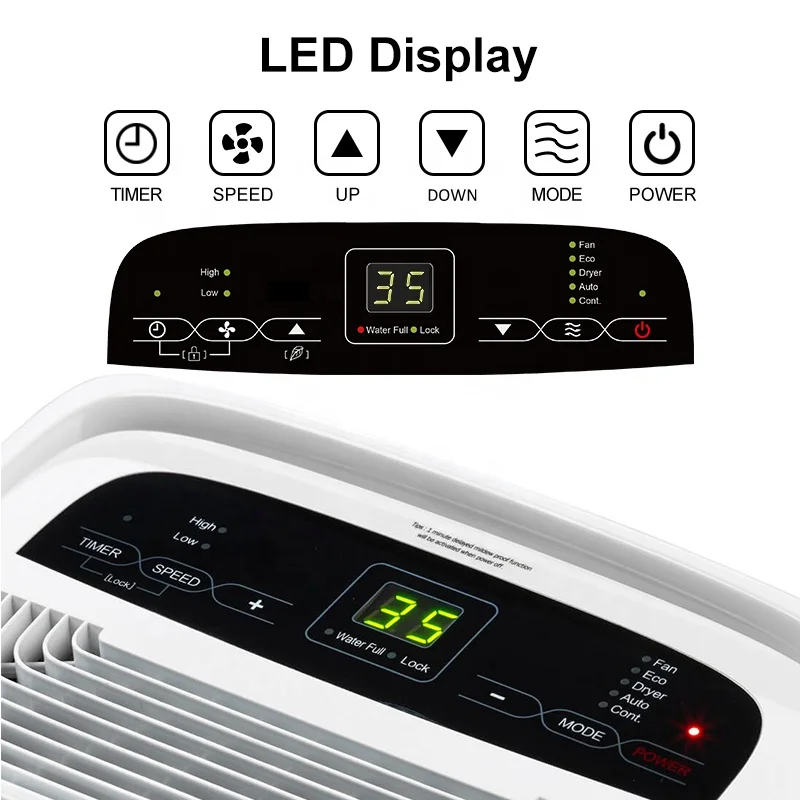 Home 12L Portable Quiet Air Humidity Dryer Dehumidifier R290 Low Noise LED Display Small Air Dehumidifier