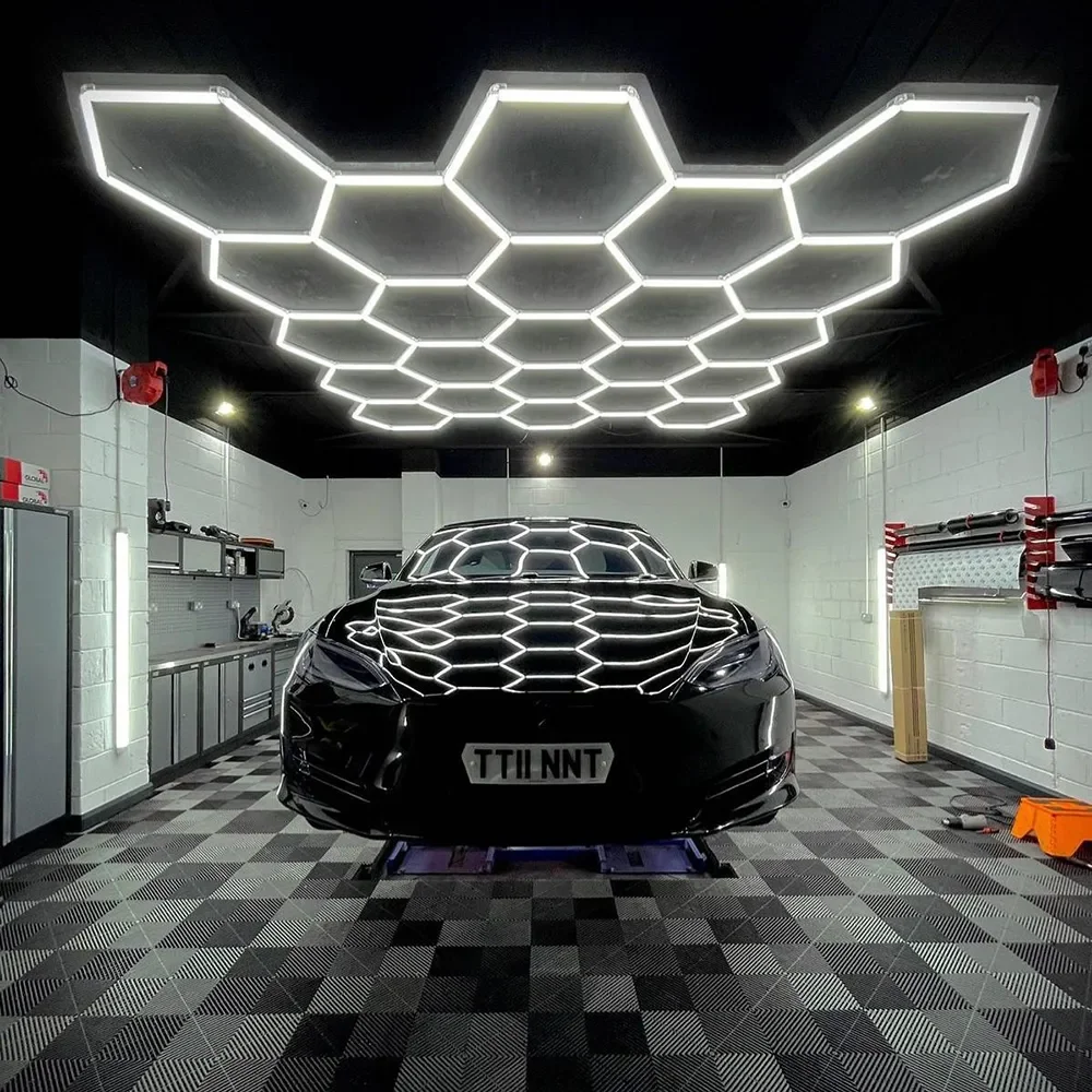 HanYin Customized hexagonal led ceiling etl Garage Hexagon Lighting Car Detailing