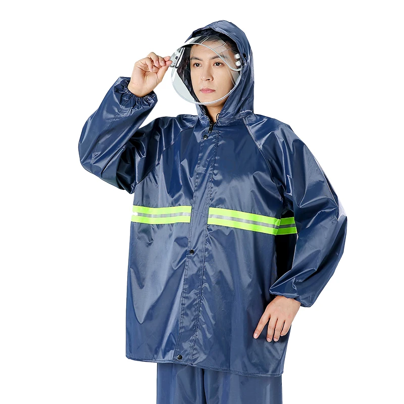 Hot Selling Wholesale Oxford Fabric Raincoats Motorcycle Rain Coat with Reflective Hooded Raincoat