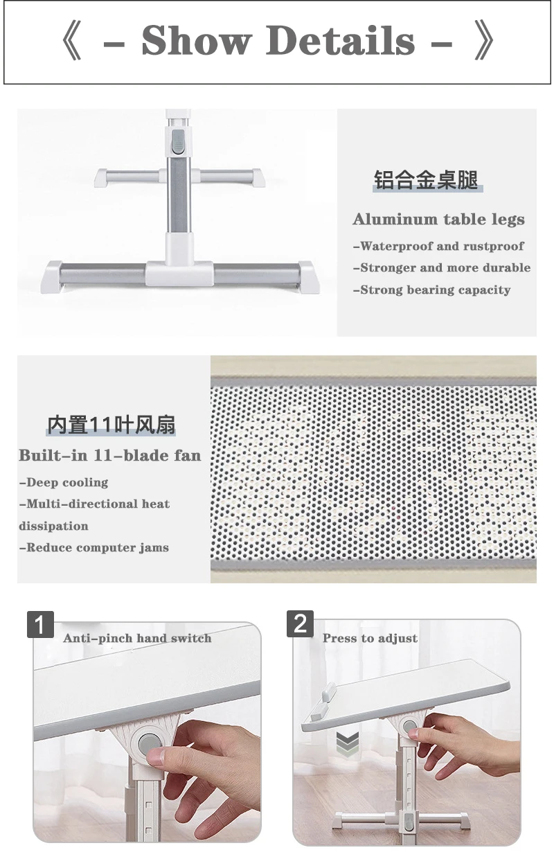 MDF Wooden Folding Laptop Table Laptop Table Adjustable Laptop Bed Desk Mini Office Desk