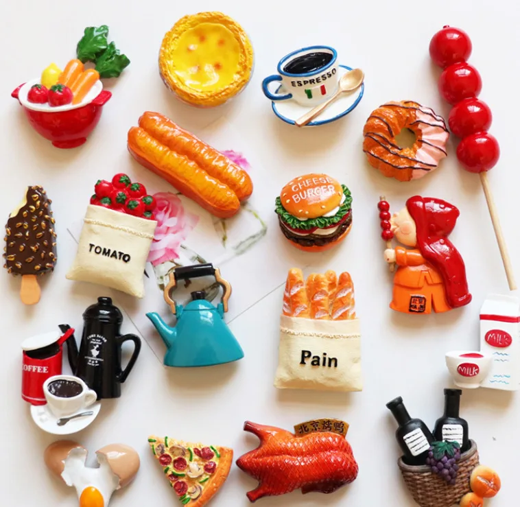 3D Food Custom Resin fridge magnets Handmade color resin custom cute bread shape fridge magnets
