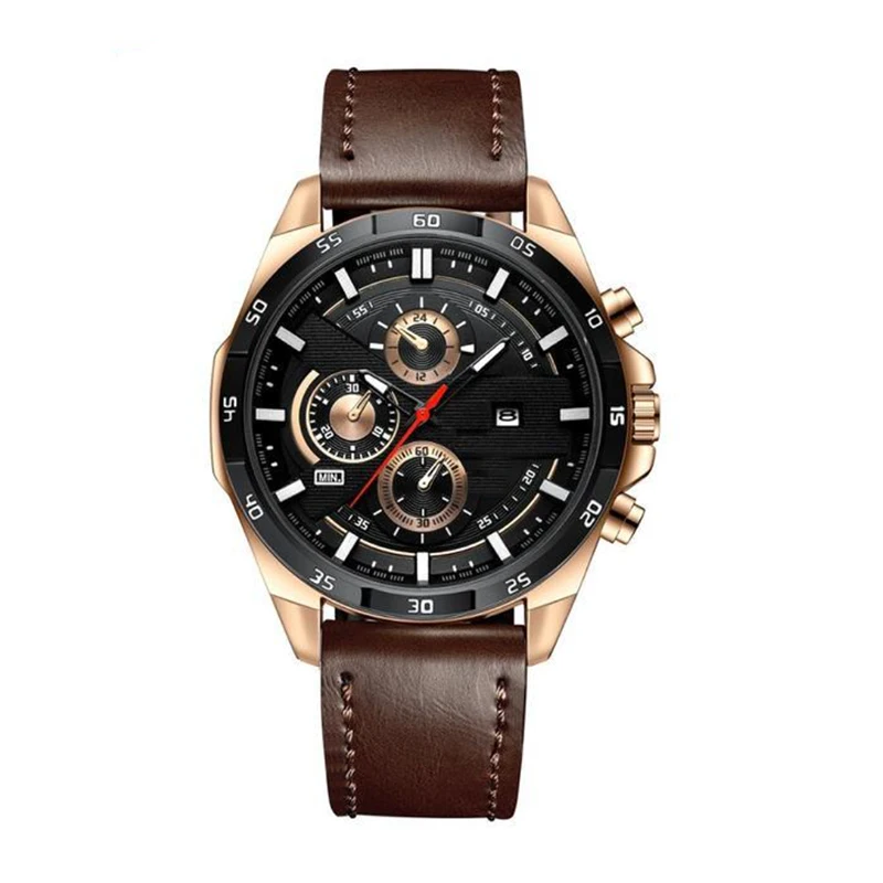 Japanese quartz movement battery precise time long term running business wrist watches stainless steel band waterproof watch