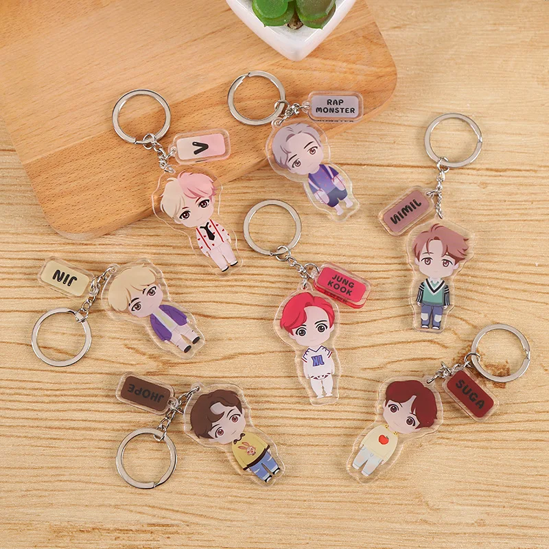 Wholesale Custom Acrylic Kpop Idol Charm Bts Keychain Kpop Bts Keychain Acrylic Keychains Custom