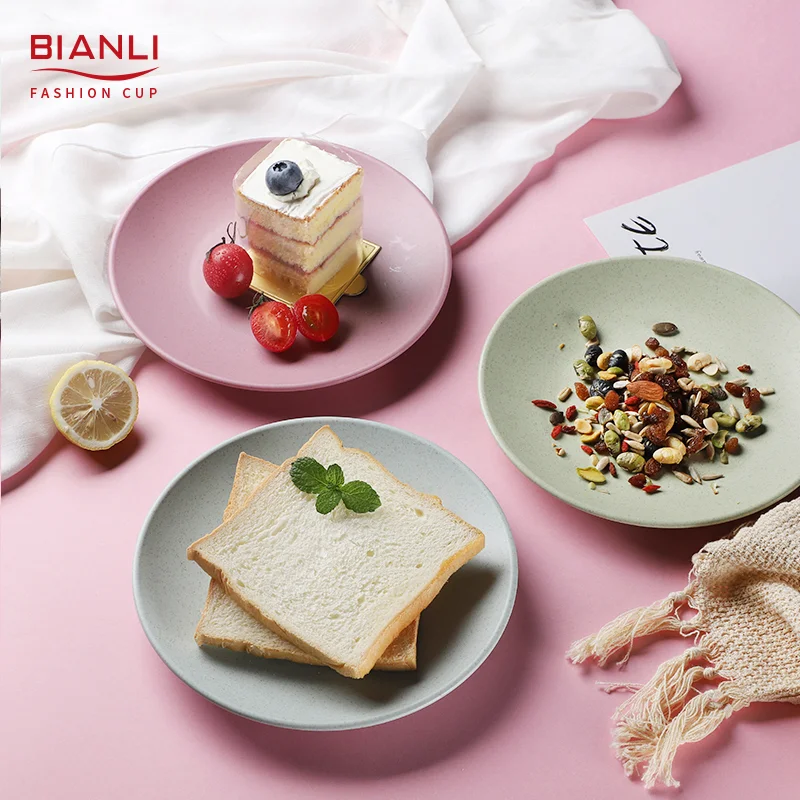 2021 New Wheat Straw Dinnerware Sets Lightweight Unbreakable Dishes Microwave Dishwasher Safe Plates