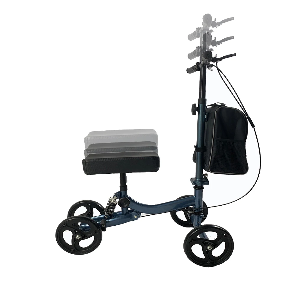 Anti-rollover folding knee scooter Knee scooter with storage bag Foldable knee cart with basket scooters for disabled