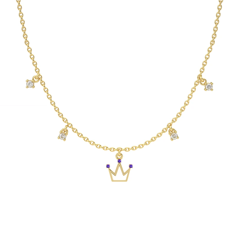 ROXI 18k Gold Plated Sterling Silver 925 Light Luxury Cubic Zirconia Crown Pendant Necklace