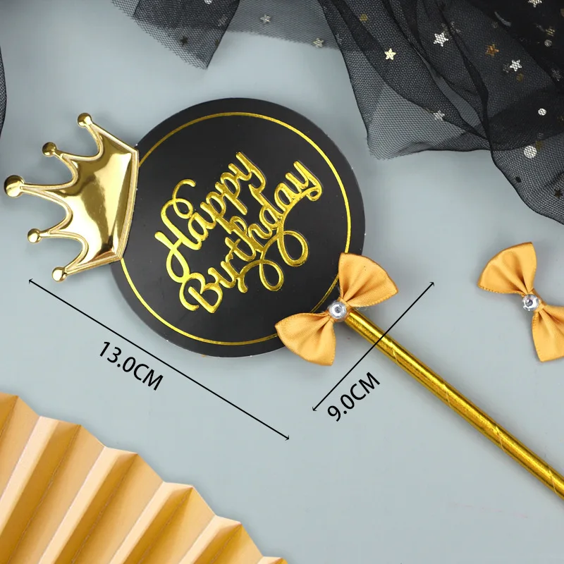 High quality cake decoration hot stamping crown paper happy birthday