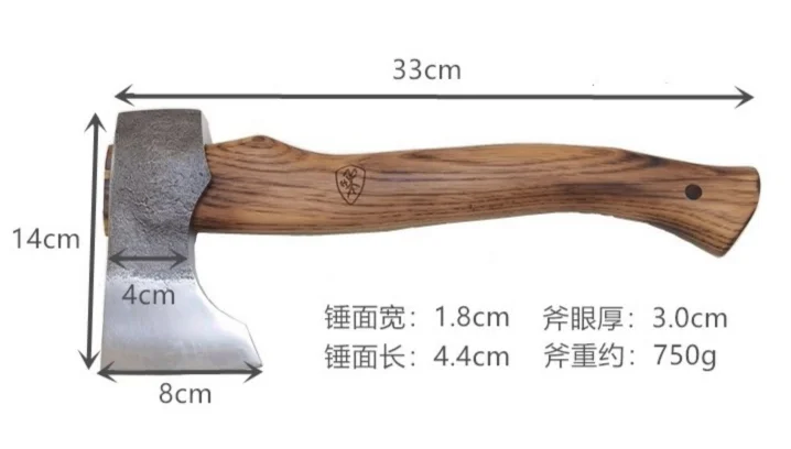 Portable Axe Garden Tools Professional Hatchet Hickory Wood Handle Chopping Firewood Axe Logging Forged