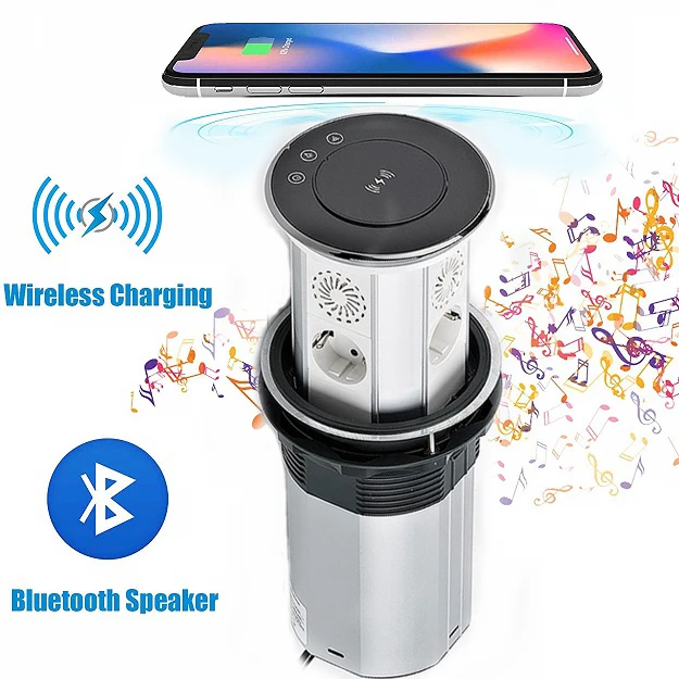 Беспроводная Bluetooth-колонка с быстрой выдвижной розеткой 3 евророзетки и 2