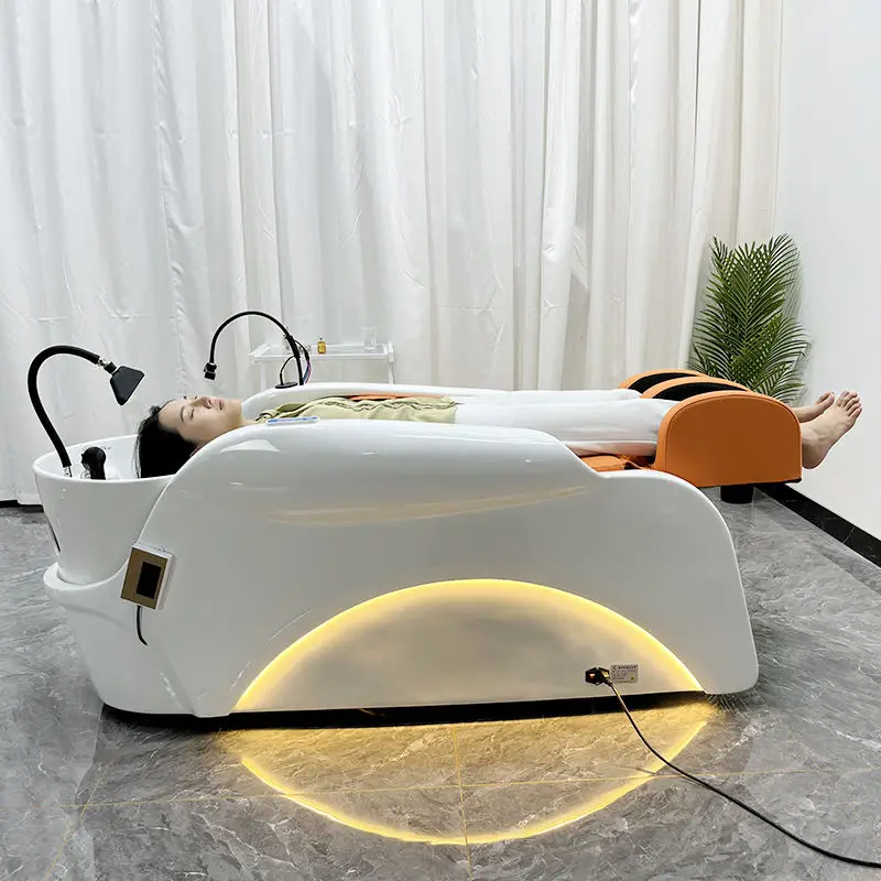 Barber Shop Electric Full Body Massage Lay Down Head Spa Massage Shampoo Bed Hair Salon Washing Chair