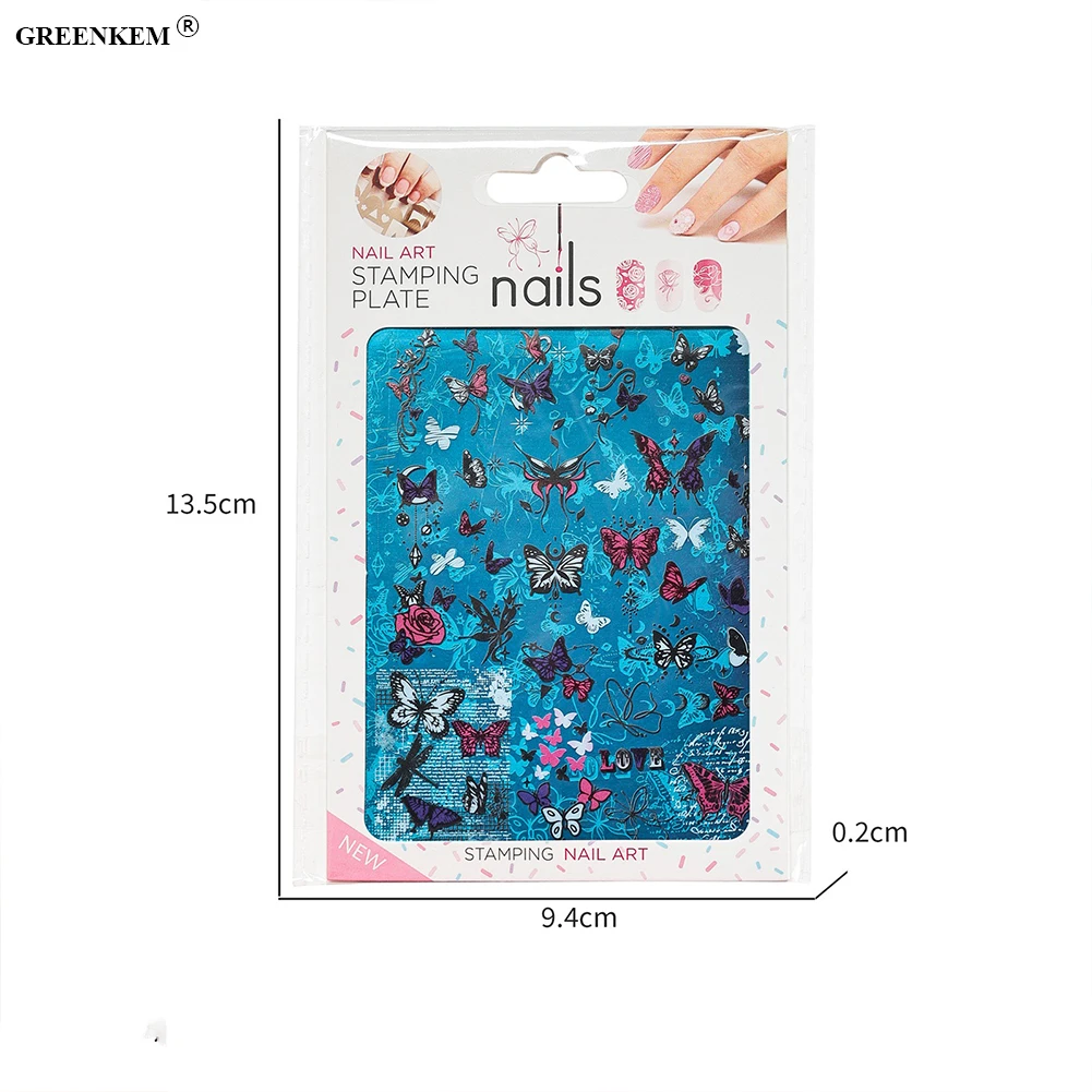 Custom Stainless Steel Square Nail Stamping Plates Leaf Moon Cat Skull Rose Nail Art Stamping Plate