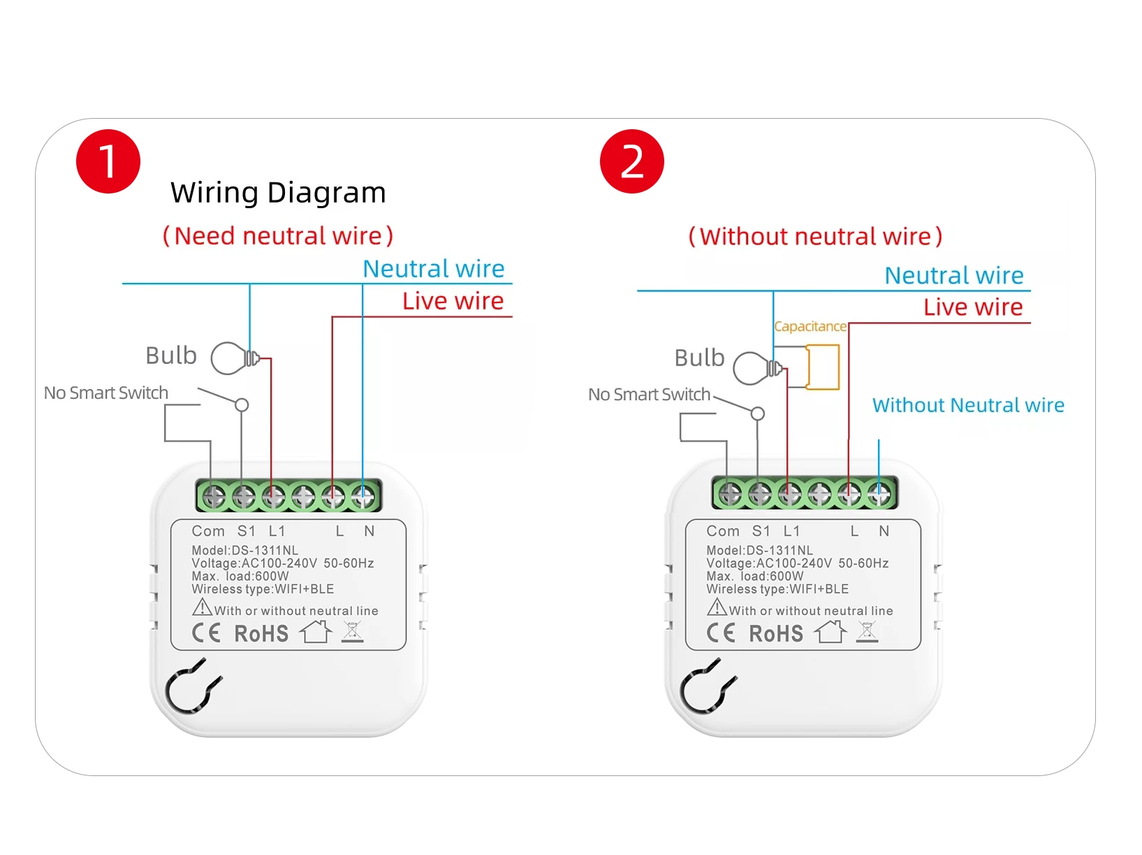MVAVA Smart Mini Switch Module Life/Tuya WiFi Wireless Control Wall Switch Module Mini For Smart Home System