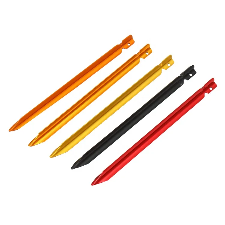 Outdoor Tent Accessory Factory 18 cm Color Twist Y shape 7000 Aluminum Tent Stakes Camping Peg  Nails for tents
