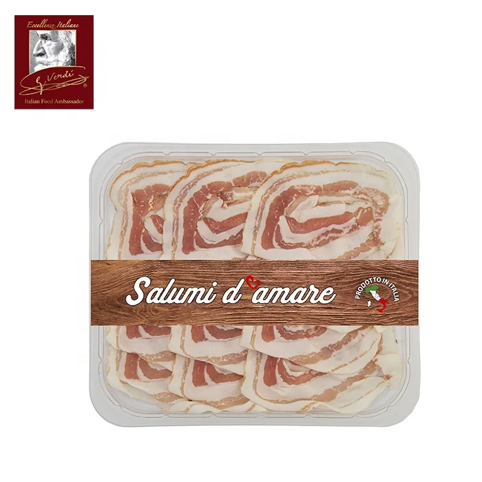 100 g Sliced Pancetta Bacon Gluten Free and Lactose free Giuseppe Verdi Selection Made in Italy