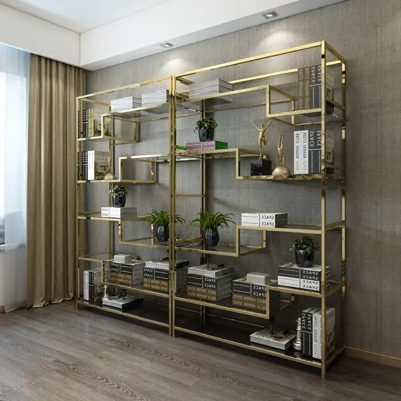 Stainless Steel Bookshelf Living Room Furniture School Bookrack Metal Library  Display Simple Shelf Decoration Stand Bookshelf