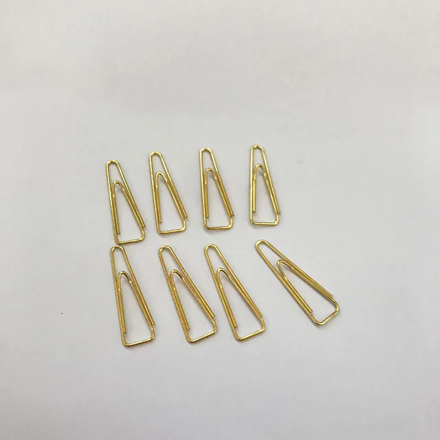 cute paper clips gold color  triangle shape 31mm metal different kinds paperclip