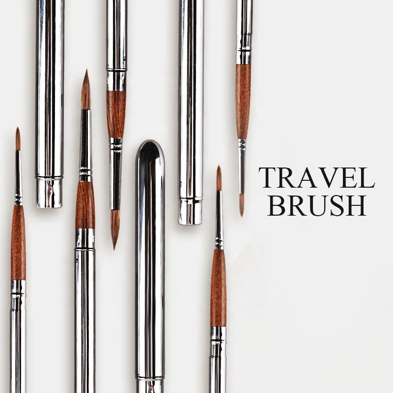 Hot Sale Round Travel Paint Brush Portable Sable Brush Rosewood Acrylic Watercolor Painting Brushes